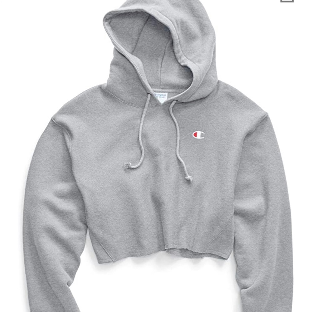 Athletic Grey Champion reverse weave cropped hoody / hoodie